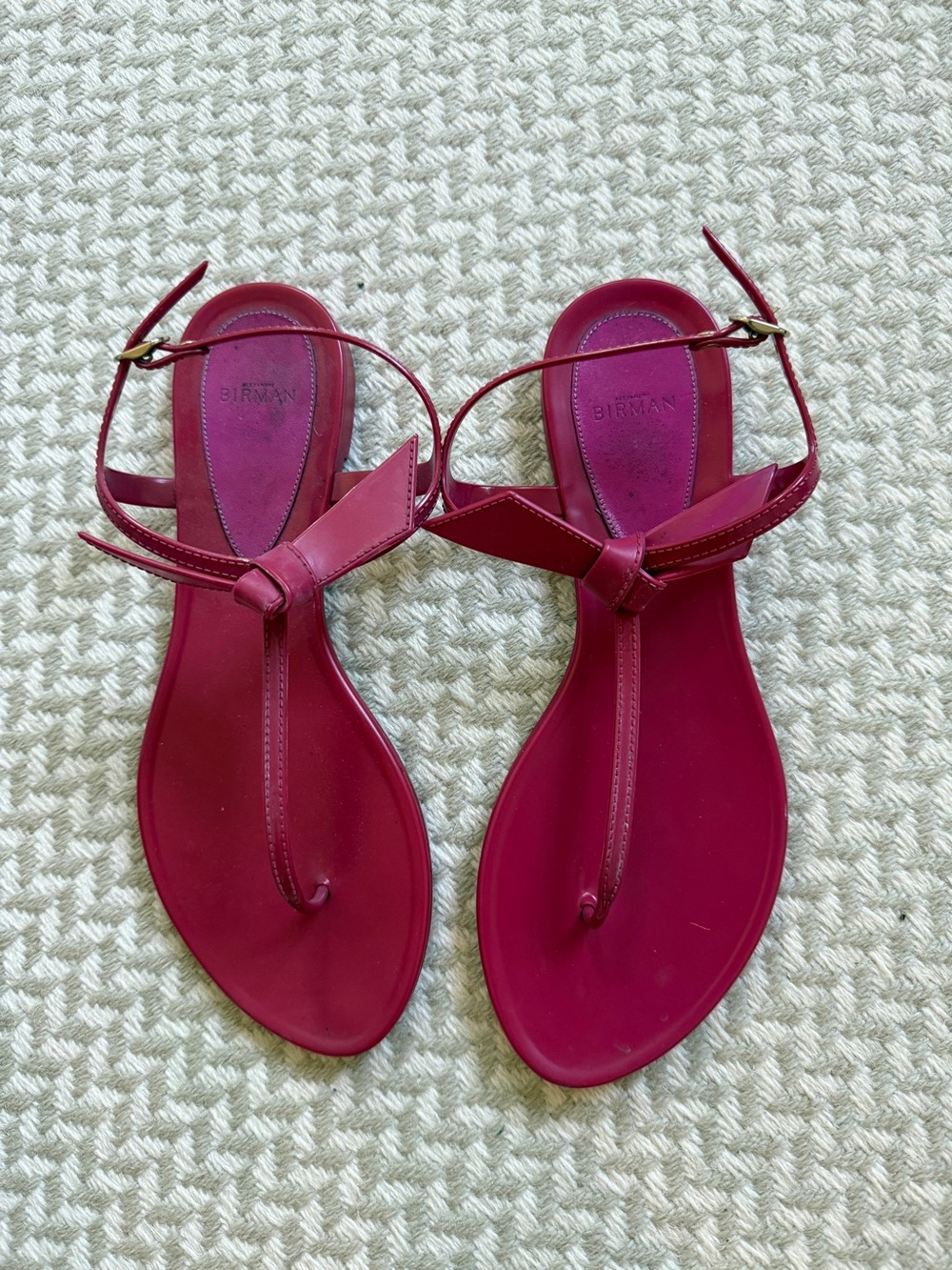 Alexandre Birman Pink Bow T-Strap Sandals